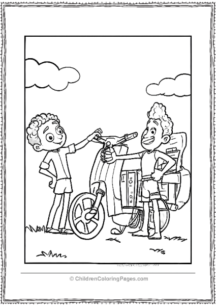 Luca And Alberto With Motorcycle Free PDF Printable