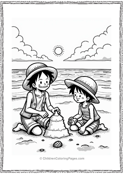 Luffy And Nami At The Beach Free PDF Printable