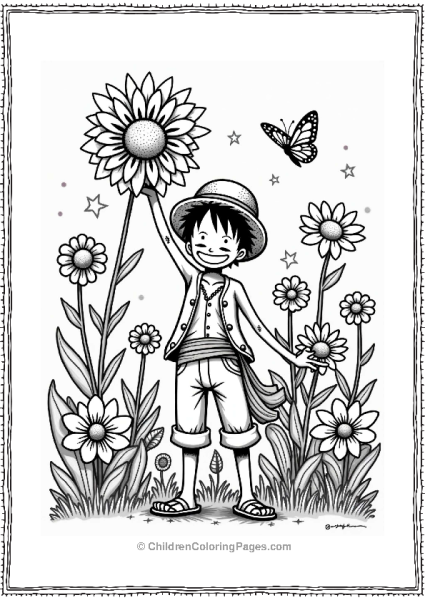 Luffy And Robin In A Flower Garden Free PDF Printable