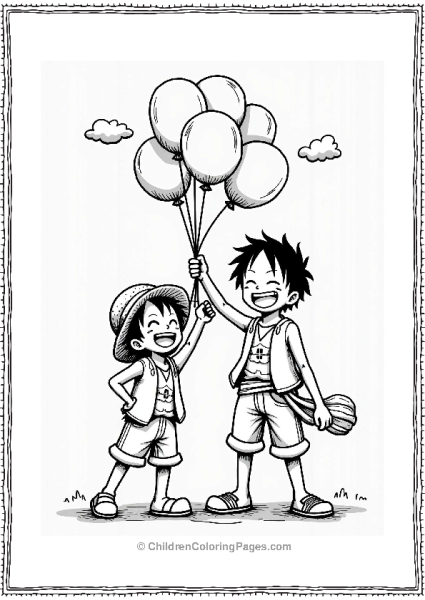 Luffy And Robin With Balloons Free PDF Printable