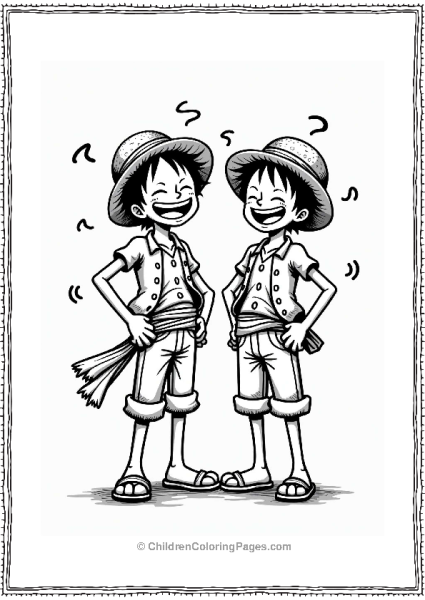 Luffy And Zoro Sharing A Laugh Free PDF Printable