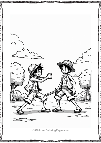 Luffy And Zoro Training Together Free PDF Printable