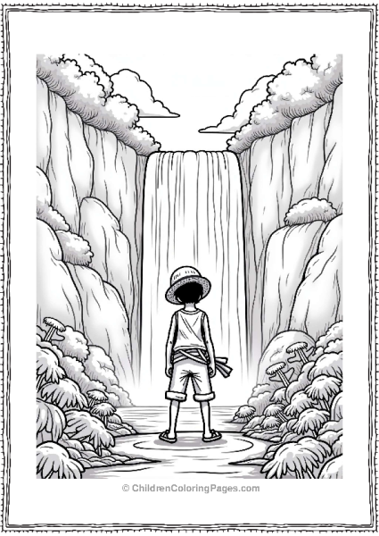 Luffy At The Waterfall Free PDF Printable