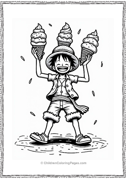 Luffy Balancing Ice Cream Cones Free PDF Printable