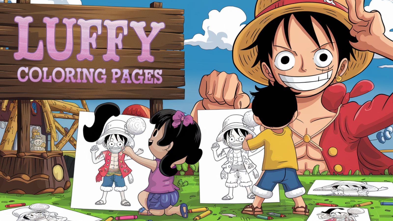 Luffy Coloring Pages – Free PDF Printables 🏴‍☠️🍖❤️🧢