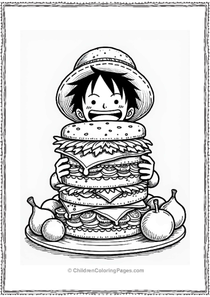 Luffy Devouring A Giant Sandwich Free PDF Printable