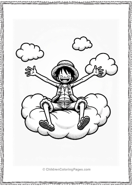 Luffy Enjoying The Sky On A Cloud Free PDF Printable