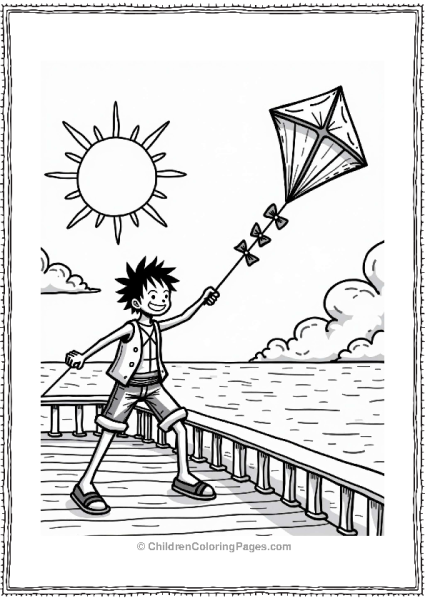 Luffy Flying A Colorful Kite Free PDF Printable