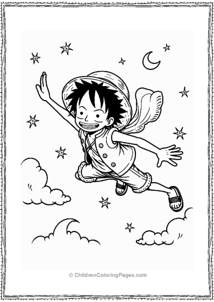 Luffy Flying Through A Starry Sky Free PDF Printable