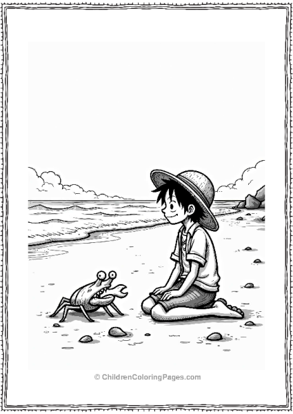 Luffy Meets A Curious Crab On The Beach Free PDF Printable