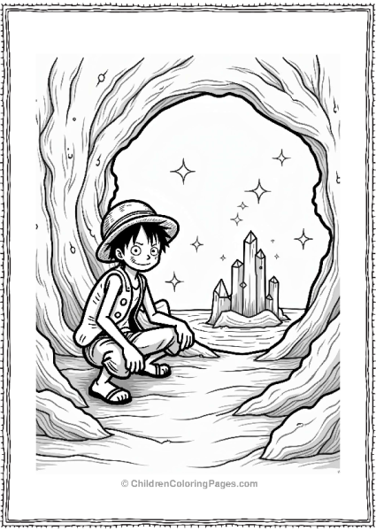 Luffy Peeking Into A Crystal Cave Free PDF Printable