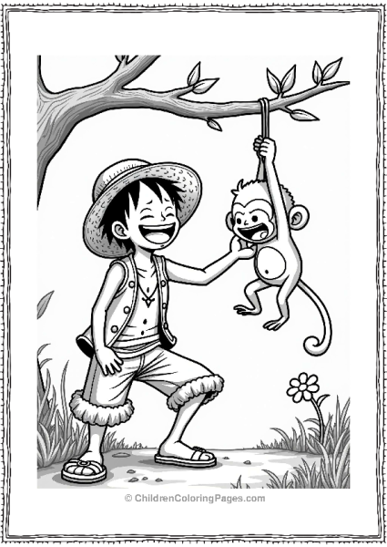 Luffy Playing With A Monkey Free PDF Printable