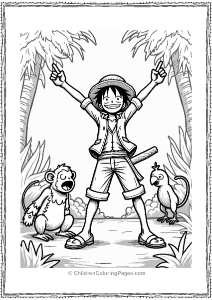 Luffy Training With Friends In The Jungle Free PDF Printable