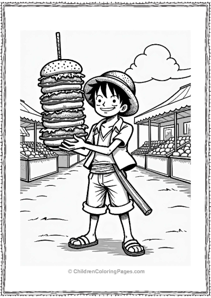Luffy With A Giant Burger Free PDF Printable