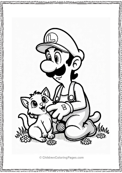 Luigi And The Playful Cat Free PDF Printable