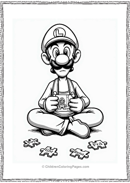 Luigi Assembling A Jigsaw Puzzle Free PDF Printable