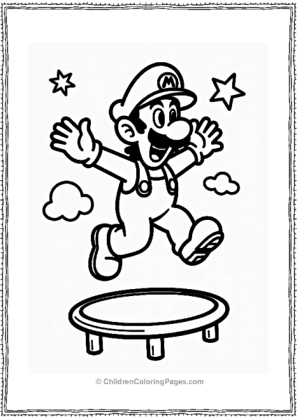 Luigi Bouncing On A Trampoline Free PDF Printable