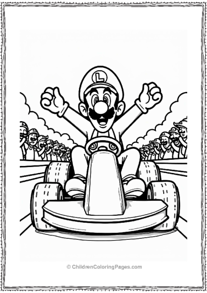 Luigi Celebrating At The Finish Line Free PDF Printable