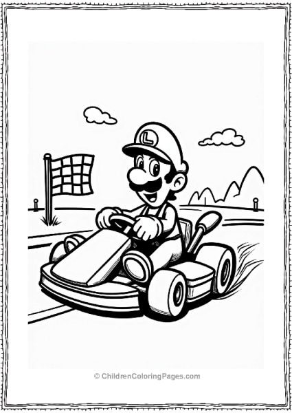 Luigi Driving A Go Kart Free PDF Printable