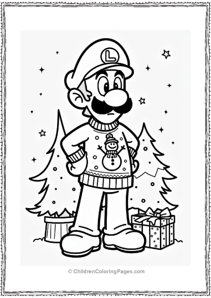 Luigi In A Classic Christmas Outfit Free PDF Printable