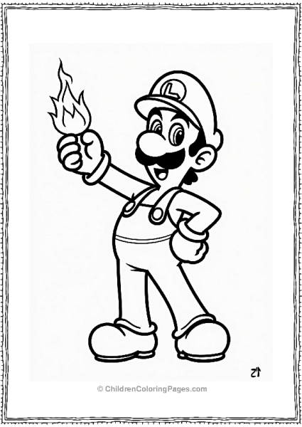 Luigi In A Fireball Pose Free PDF Printable