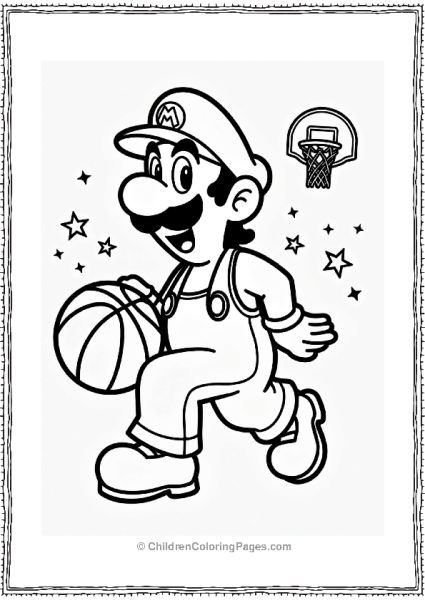 Luigi In A Sporty Look With Basketball Free PDF Printable