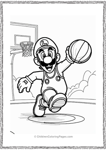 Luigi Playing Basketball Free PDF Printable