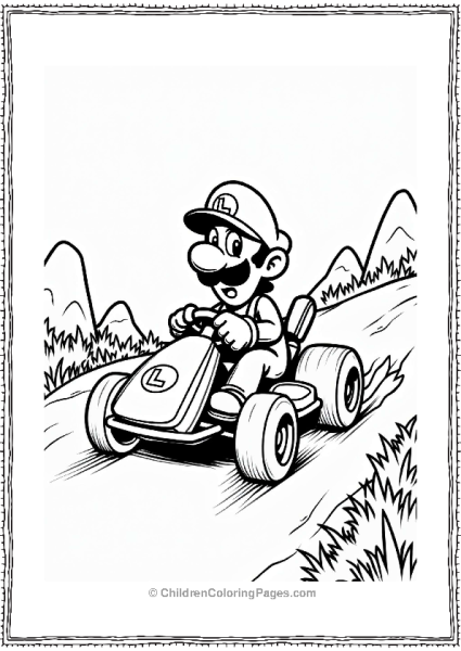 Luigi Racing On A Dirt Track Free PDF Printable