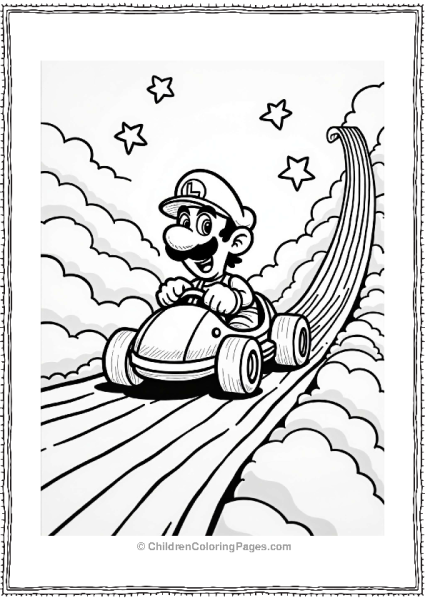 Luigi Racing On A Rainbow Track Free PDF Printable