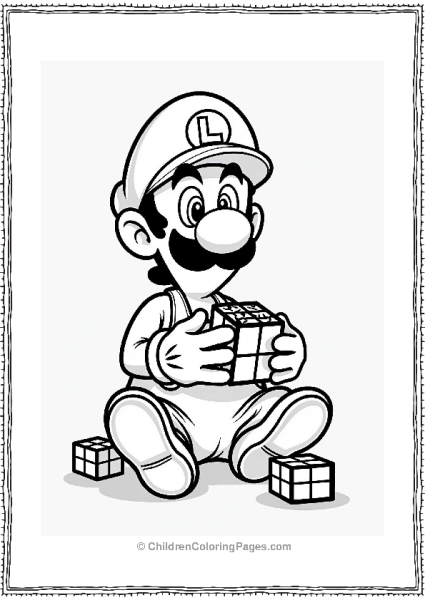 Luigi Solving A Rubik Cube Free PDF Printable