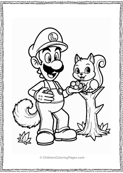Luigi With A Friendly Squirrel Free PDF Printable