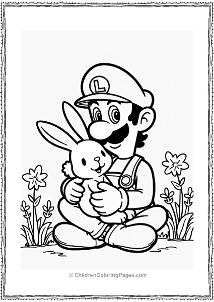 Luigi With A Gentle Rabbit In A Garden Free PDF Printable