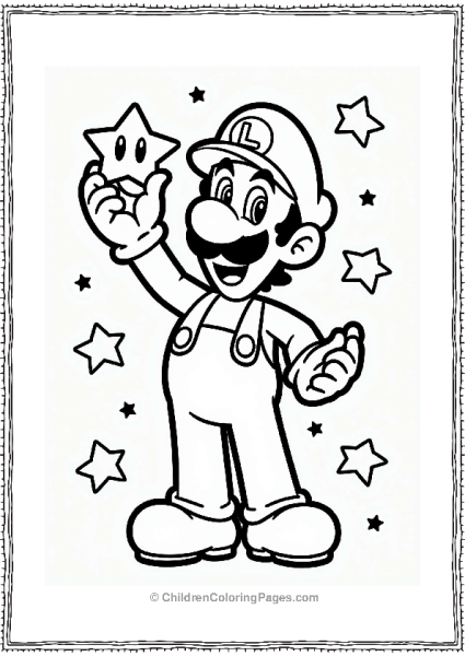 Luigi With Super Star Free PDF Printable