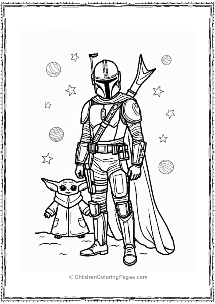 Mandalorian And Baby Yoda Under Stars Free PDF Printable
