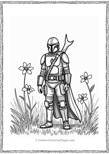 Mandalorian In A Field Of Flowers Free PDF Printable