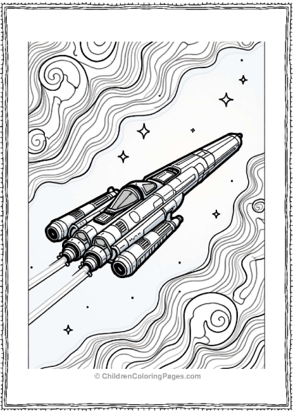 Mandalorian Ship In A Colorful Nebula Free PDF Printable