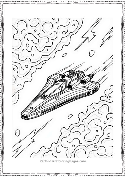 Mandalorian Ship In A Cosmic Storm Free PDF Printable