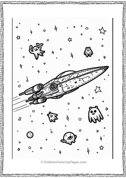 Mandalorian Ship With Space Creatures Free PDF Printable