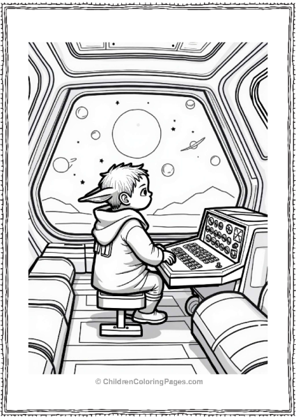 Mandalorian The Child In A Spaceship Cockpit Free PDF Printable