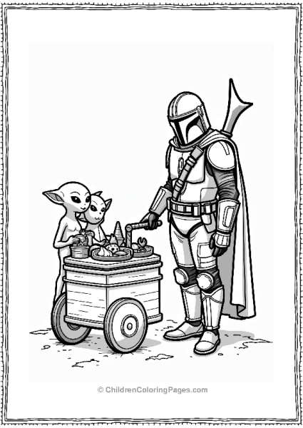 Mandalorian With Floating Cart Free PDF Printable