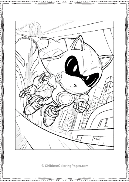 Metal Sonic Flying Over Futuris Free PDF Printable