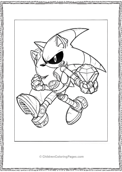 Metal Sonic Holding Two Gems Black And Free PDF Printable