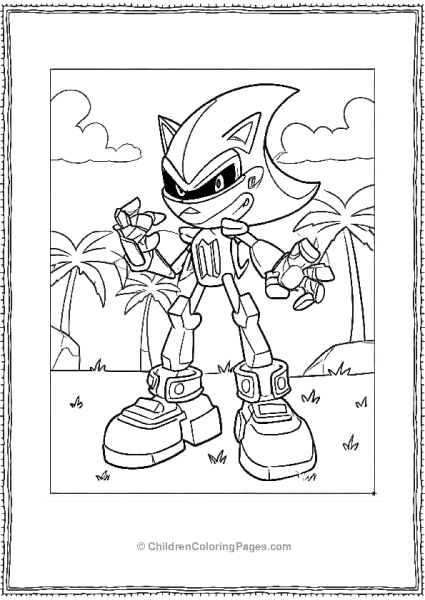 Metal Sonic Standing In A Tropical Forest Free PDF Printable
