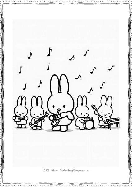 Miffy And Her Band Playing Music Free PDF Printable