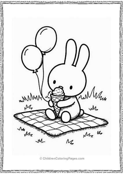 Miffy Enjoying An Ice Cream Cone Free PDF Printable
