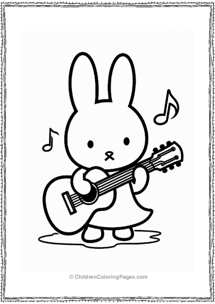 Miffy Playing A Big Guitar Free PDF Printable
