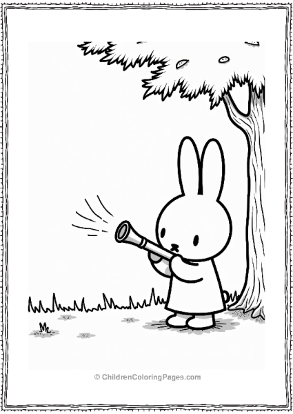 Miffy Playing Flute Under A Tree Free PDF Printable