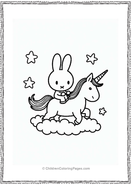 Miffy Riding A Dreamy Unicorn Free PDF Printable