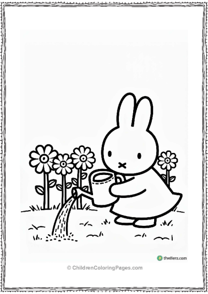 Miffy Watering Flowers Free PDF Printable