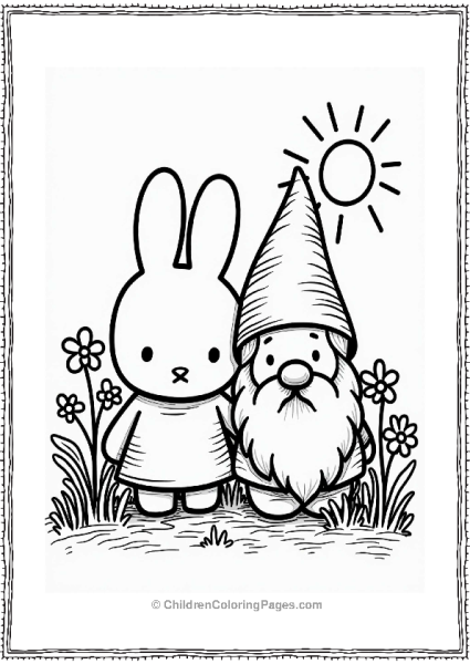 Miffy With A Garden Gnome Free PDF Printable